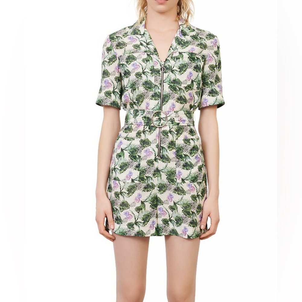 Maje Izer printed short zip-up jumpsuit - size 36